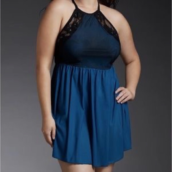 TORRID MESH LACE HALTER BABYDOLL CHEMISE - Picture 1 of 5